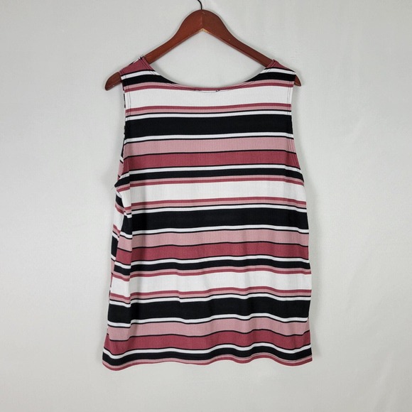 Teenbell Womens Shirt 2XL Top Multicolor Stripe Sleeveless Wide Strap Round Neck - Picture 2 of 8